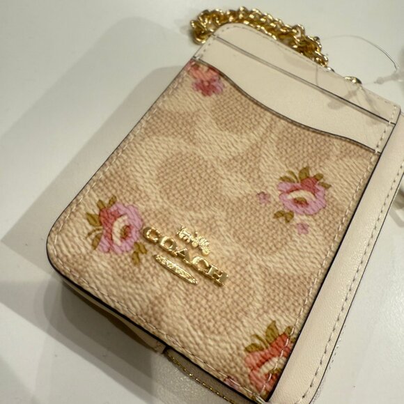 coach Zip Card Case In Signature Canvas With Floral Print car25 - Picture 3 of 5
